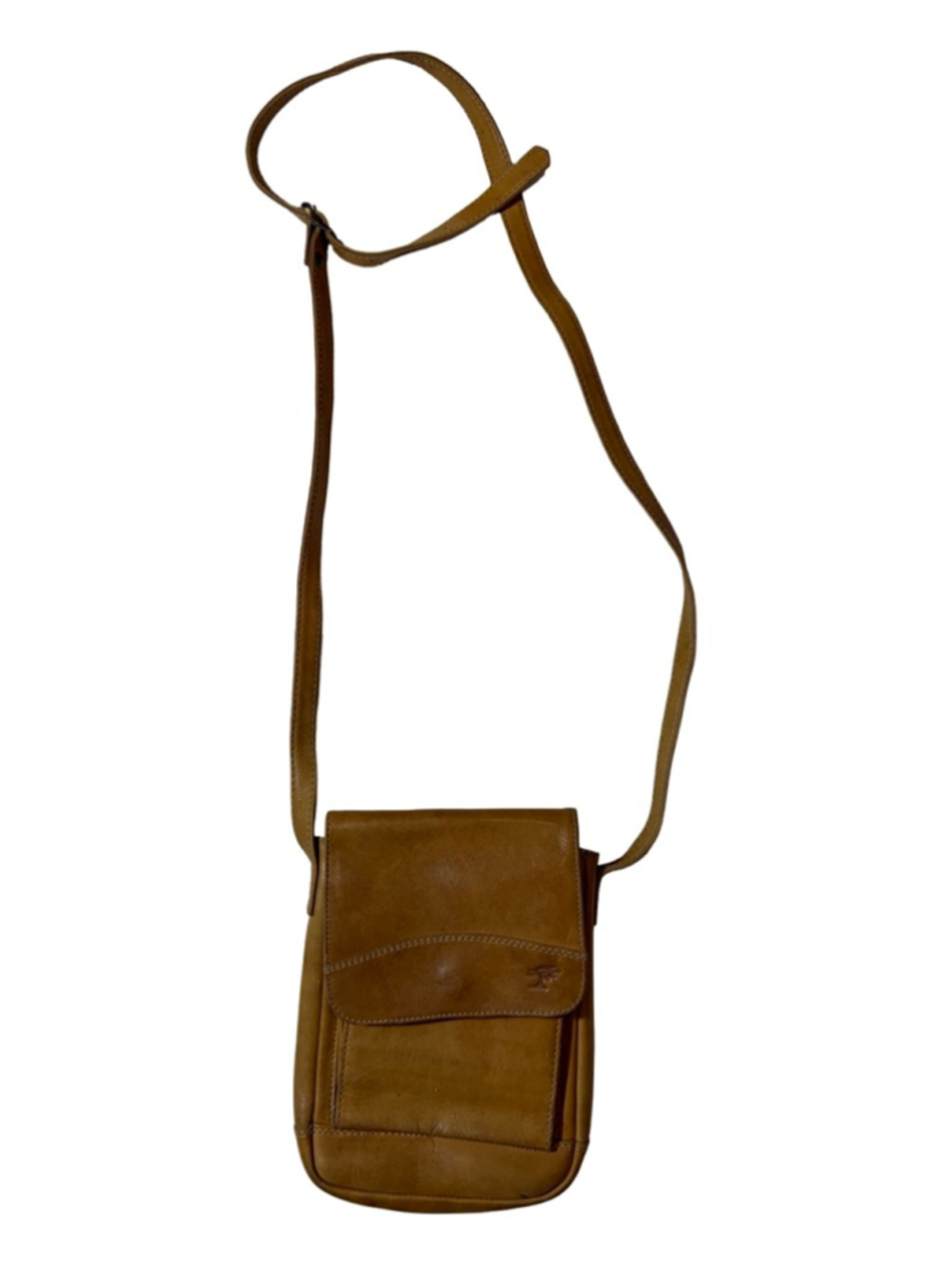 Ellington Tan Leather Crossbody Bag Vintage Mini Organizer Purse